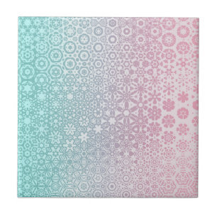 Gradient honeycomb pastel pink and blue pattern ceramic tile
