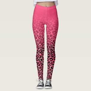 Gradient Hot Pink Leopard Animal Skin Print Leggings