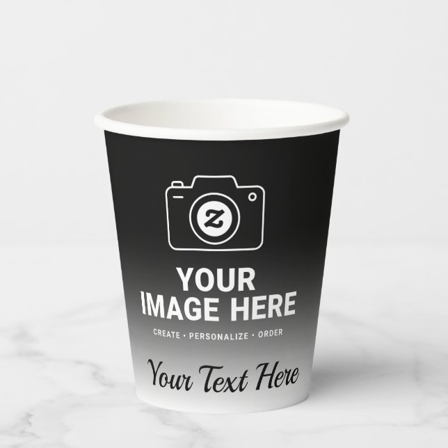 Gradient Image and Text Paper Cups (Front)