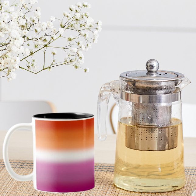 Gradient Lesbian Pride Flag – Lesbian Flag Two-Tone Coffee Mug (Creator Uploaded)