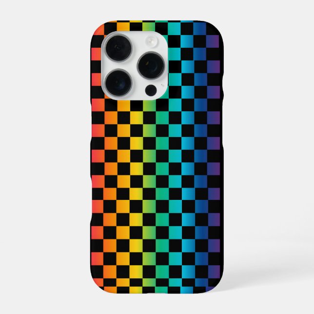 Gradient LGBTQ Chequered Rainbow Pride  iPhone Case (Back)
