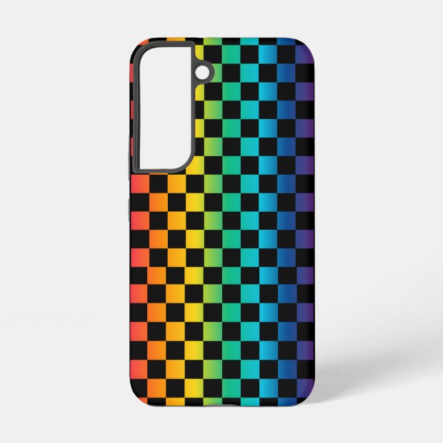 Gradient LGBTQ Chequered Rainbow Pride  Samsung Galaxy S22 Case (Back)