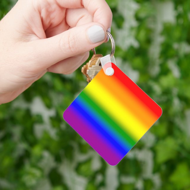 Gradient LGBTQ+ Rainbow Pride Flag - Rainbow Flag Key Ring (Hand)