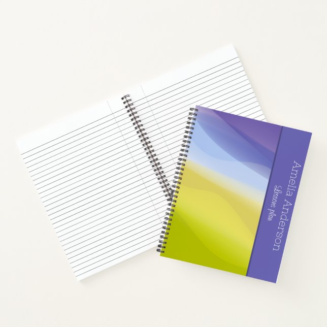 Gradient lime green lavender name Teacher Planner  Notebook (Inside)