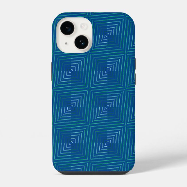 Gradient lines pattern 01.Green Blue BG iPhone Case (Back)