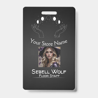 Gradient Moon Phase Employee Badge ID Badge