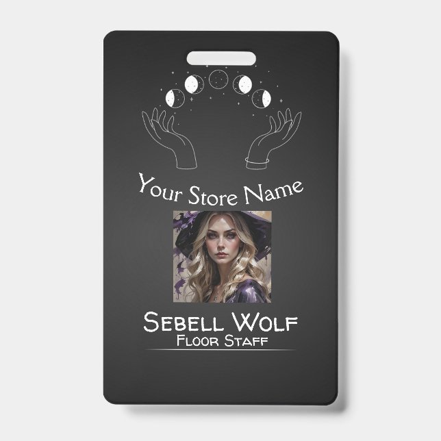 Gradient Moon Phase Employee Badge ID Badge (Front)