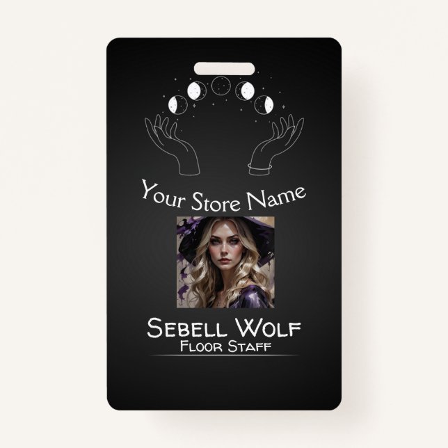 Gradient Moon Phase Employee Badge ID Badge (Front)