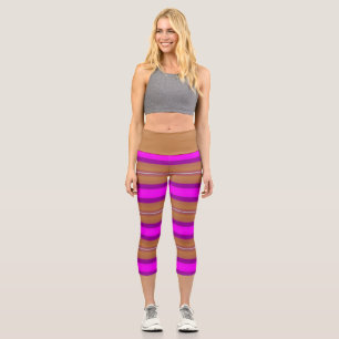 Gradient multicolor stripes capri leggings