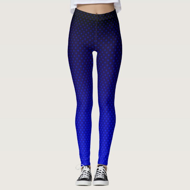 Gradient navy grey polka dots print abstract femin leggings (Front)