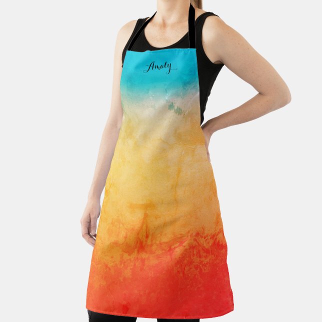 Gradient ombre coral blush beige blue soft blurred apron (Insitu)