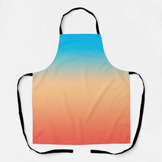 Gradient ombre coral blush beige blue soft blurred apron (Front)