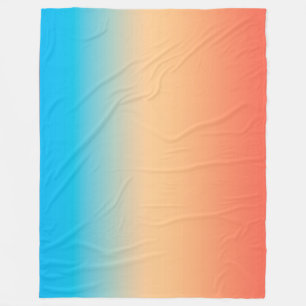 Gradient ombre coral blush beige blue soft blurred fleece blanket