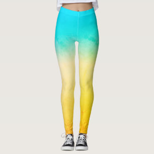 Gradient ombre coral blush beige blue soft blurred leggings
