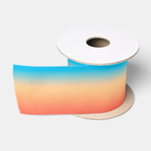 Gradient ombre coral blush beige blue soft blurred satin ribbon