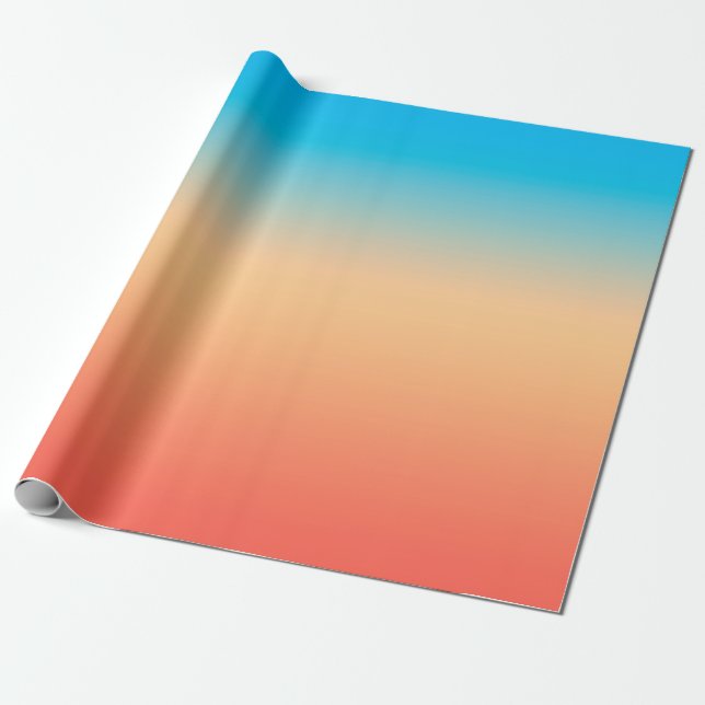 Gradient ombre coral blush beige blue soft blurred wrapping paper (Unrolled)