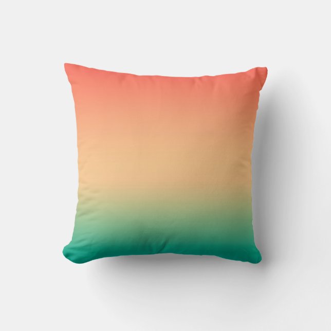 Gradient ombre coral blush beige green soft blurre cushion (Front)