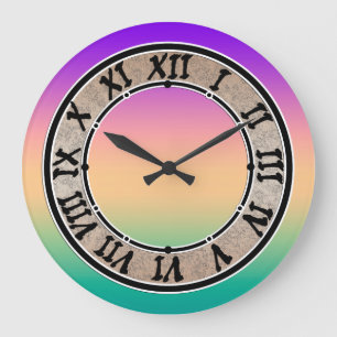 Gradient ombre green yellow pink purple soft blurr large clock