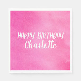 Gradient Ombre Pink Watercolor Personalised Name  Napkin