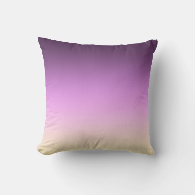 Gradient ombre purple violet yellow beige colours cushion (Front)