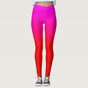 gradient ombre red pink , scarlet , red , pink  leggings