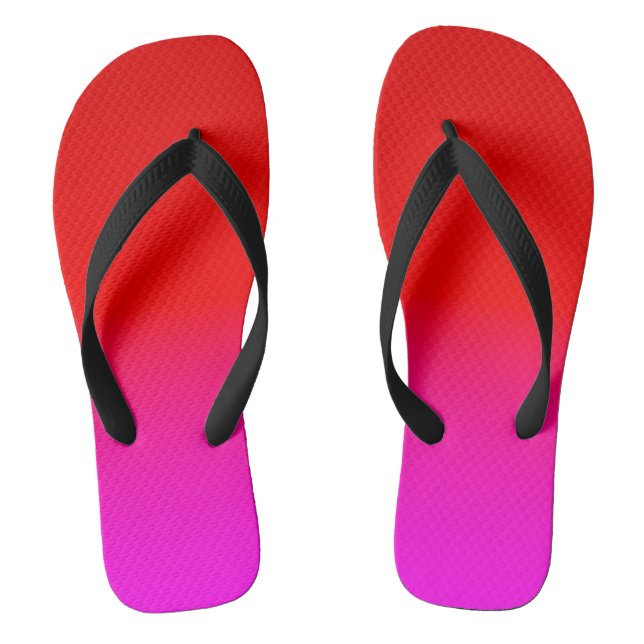 gradient ombre red pink , scarlet , red , pink thongs (Footbed)