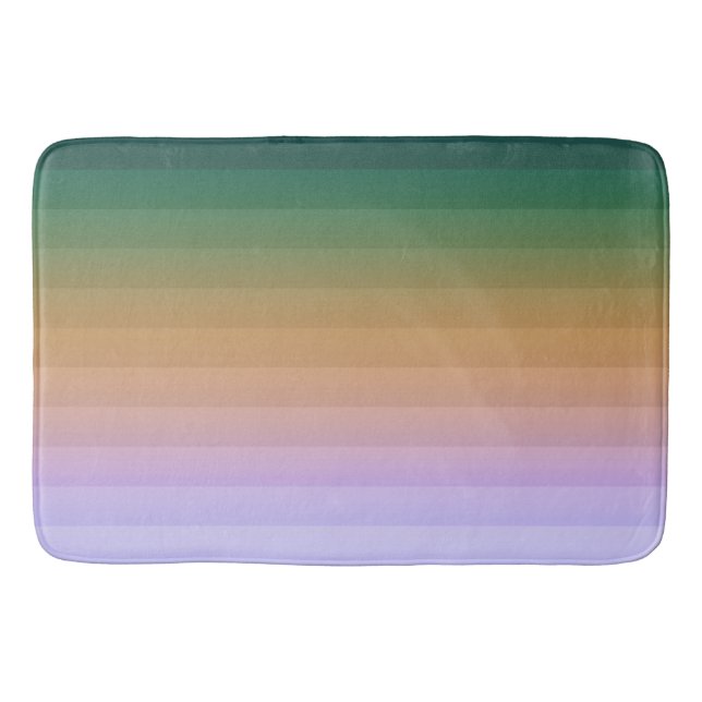 Gradient ombre stripe lined soft blurred green bei bath mat (Front)