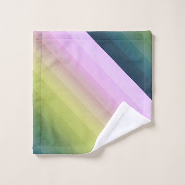 Gradient ombre stripe lined soft blurred green bei bath towel set (Wash Cloth)