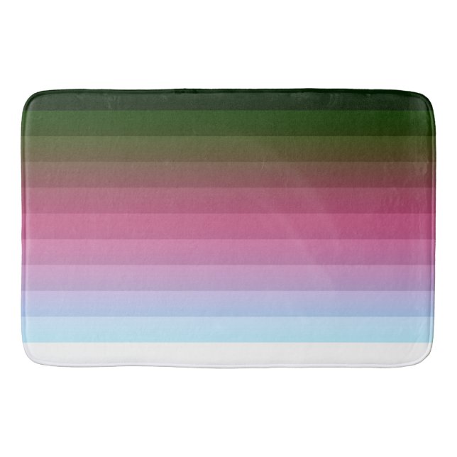 Gradient ombre stripe lined soft blurred multicolo bath mat (Front)