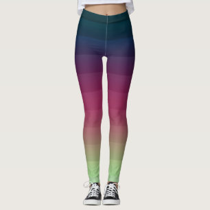 Gradient ombre stripe lined soft blurred multicolo leggings