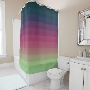 Gradient ombre stripe lined soft blurred multicolo shower curtain
