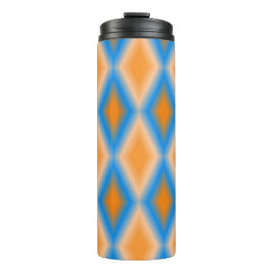 Gradient orange and blue diamond shapes thermal tumbler