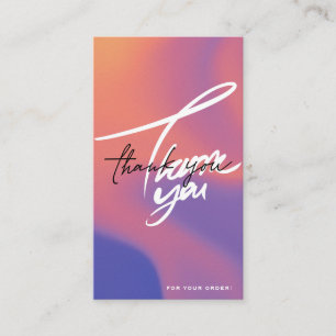 Gradient orange colour script QR code thank you Business Card