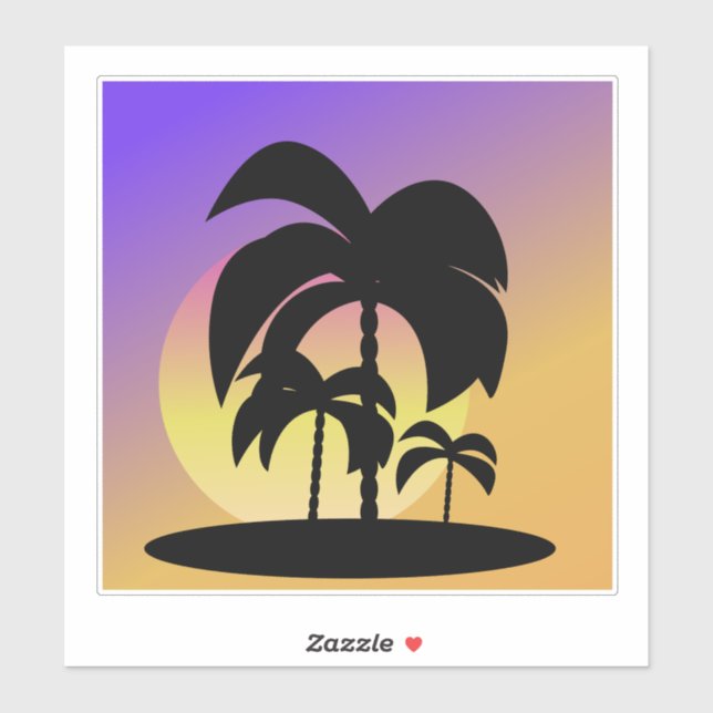Gradient Palm Trees Sunset Vacation Sticker (Sheet)