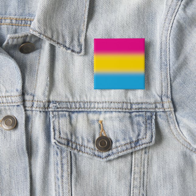 Gradient Pansexual Pride Flag – Colourful Pan Flag 15 Cm Square Badge (In Situ)