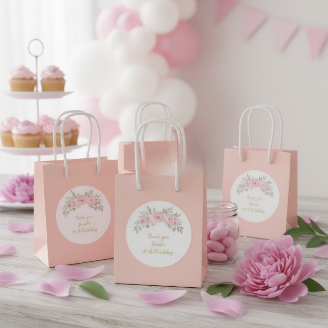 gradient party watercolor pink Custom Birthday  Classic Round Sticker (Creator Uploaded)