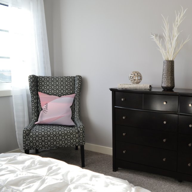 Gradient pastel colour coral name Throw Pillow (Creator Uploaded)