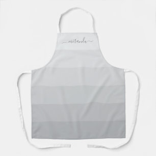 Gradient Pastel Grey Stripes with Custom Name Apron