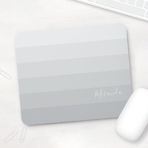 Gradient Pastel Grey Stripes with Custom Name Mouse Pad