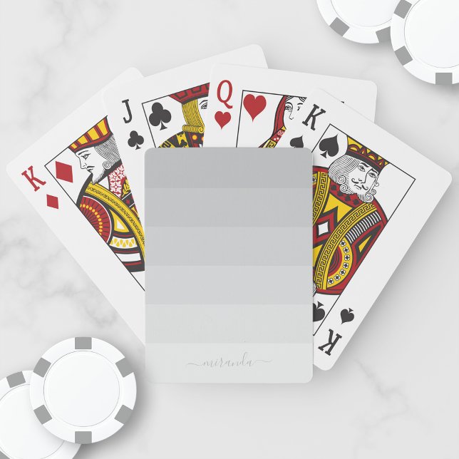 Gradient Pastel Grey Stripes with Custom Name Playing Cards (Creator Uploaded)