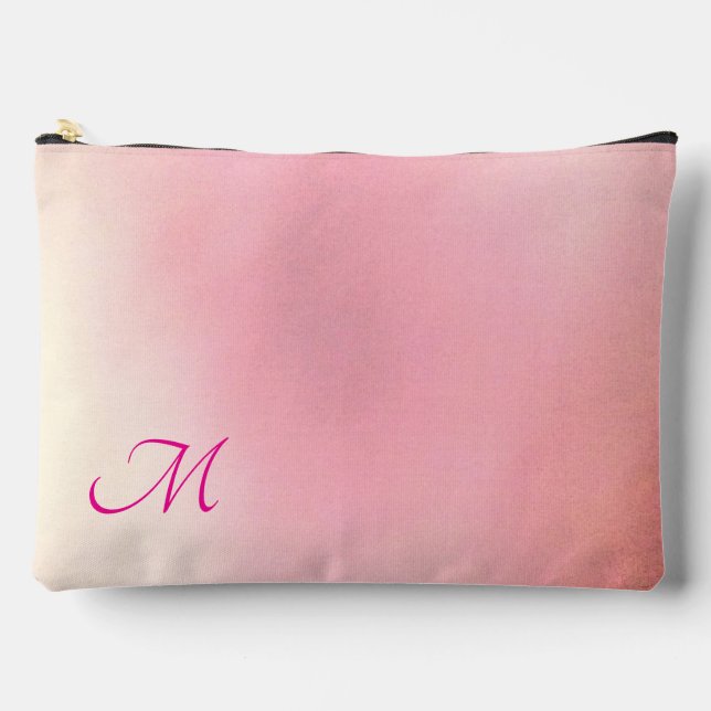 Gradient Pastel Pink Can Edit Initial Accessory Pouch (Front)