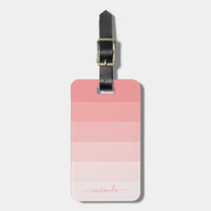 Gradient Pastel Pink Stripes with Custom Name Luggage Tag