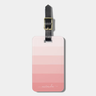 Gradient Pastel Pink Stripes with Custom Name Luggage Tag