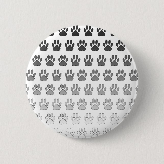 Gradient Paw Prints in Black & White & Grey 6 Cm Round Badge (Front)
