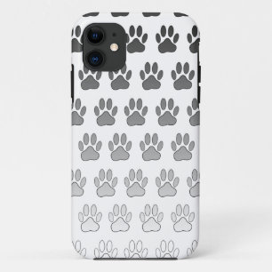 Gradient Paw Prints in Black & White & Grey iPhone 11 Case