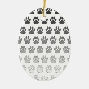 Gradient Paw Prints in Black & White & Grey Ceramic Ornament