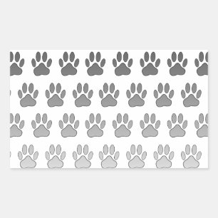 Gradient Paw Prints in Black & White & Grey Rectangular Sticker