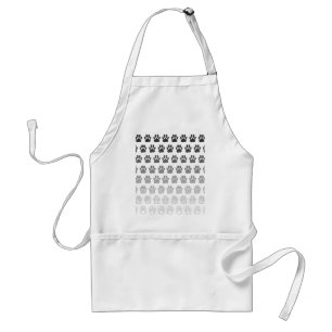 Gradient Paw Prints in Black & White & Grey Standard Apron