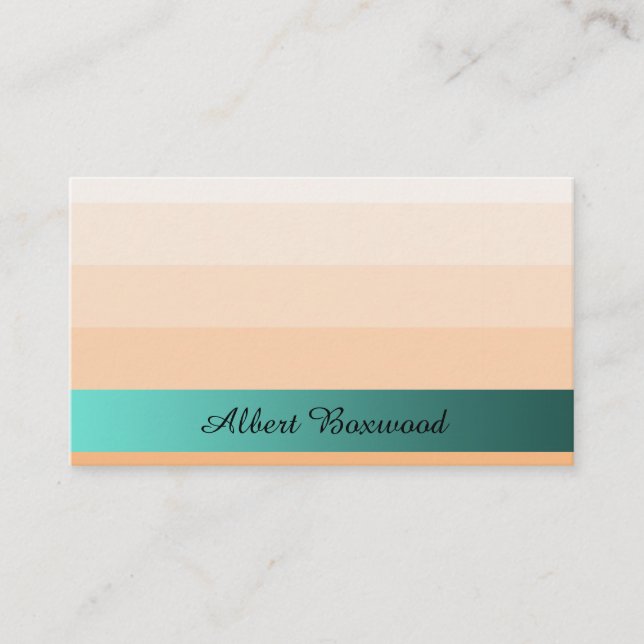 Gradient Peach with Teal Banner Custom Text Business Card (Front)