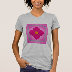 Gradient Pink and Grey Image with Framed Flower T- T-Shirt
